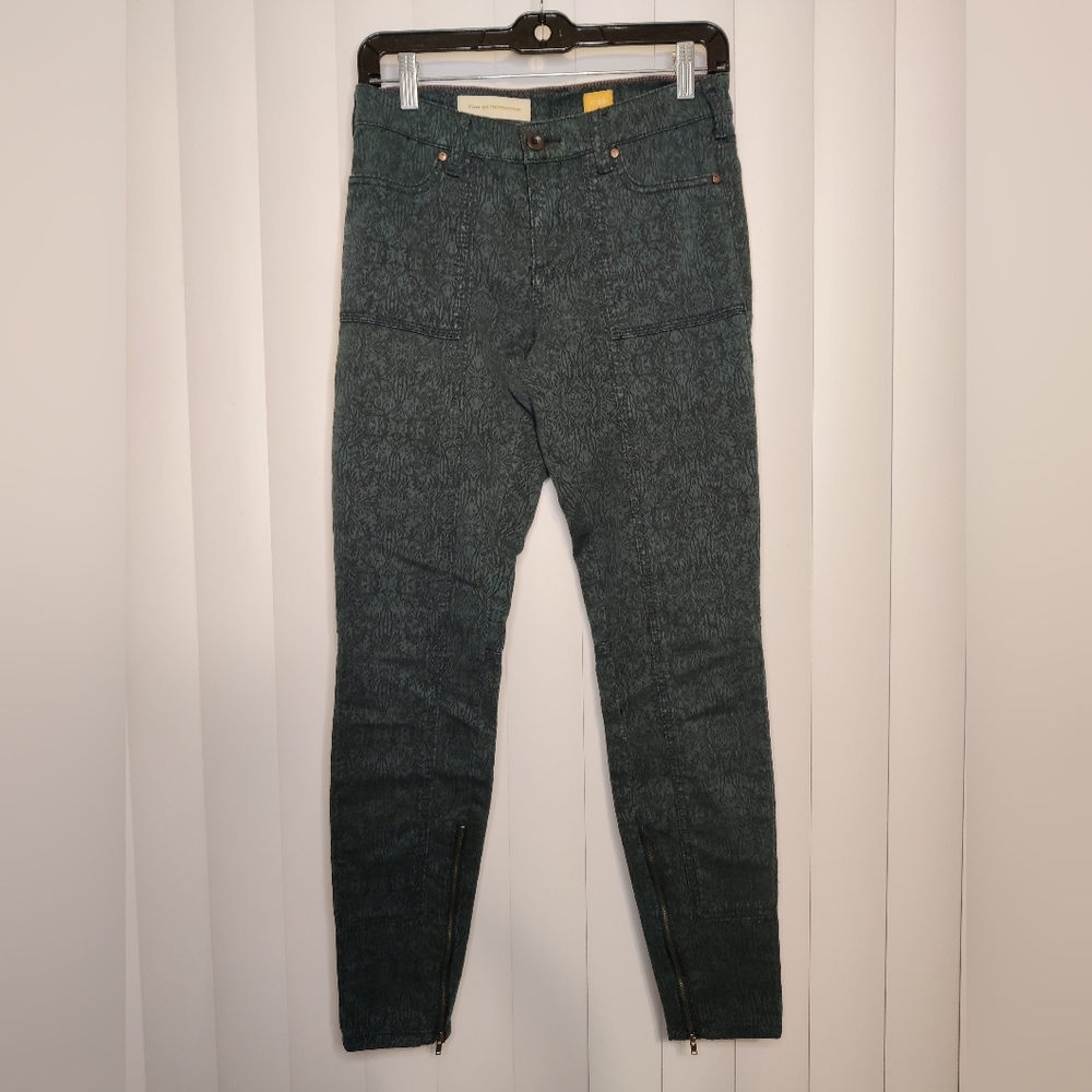 Anthropologie Pilcro And The Letterpress Stylish Green And Black Patterned Pants